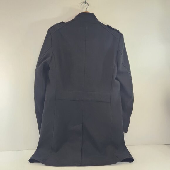 Zara Man Moda Sport Black Overcoat Trench Coat Mens Size Large - Picture 8 of 11